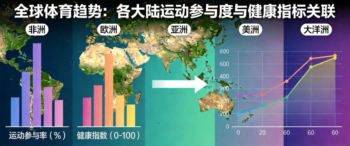 全球体育趋势数据可视化图表展示各大陆运动参与度与健康指标关联